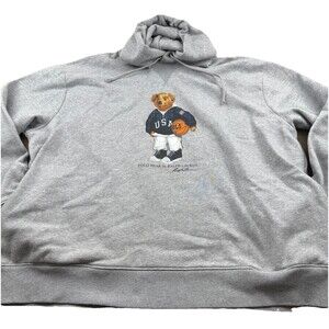 Polo Ralph Lauren Polo Bear Hoodie USA Basketball Men's Pullover Gray Sz XXL